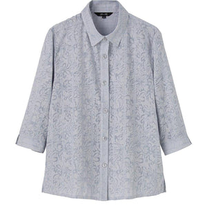 7分袖斜めボタンホールブラウス パープル M/L