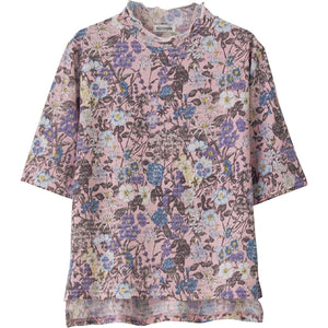 6分袖後ろ長めメロウ衿Tシャツ ピンク M~L