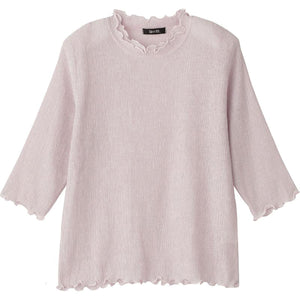 7分袖テンセル楊柳Tシャツ ピンク S/M~L/LL/3L