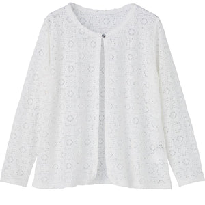レーストッパーカーディガン 白レース M~L