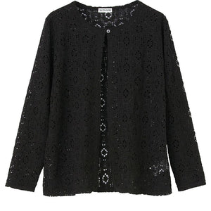 レーストッパーカーディガン 黒レース M~L
