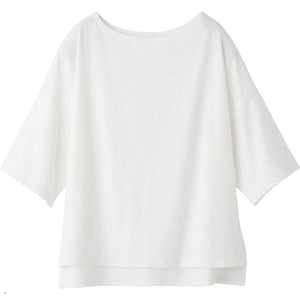6分袖ゆったり綿混Tシャツ オフ M~L/LL
