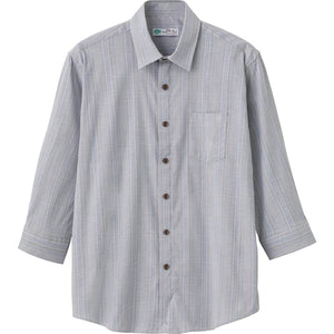 しじら隠れファスナー7分袖シャツ グレー M/L