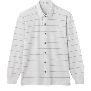綿混スナップ釦ニットシャツ グレー M/L