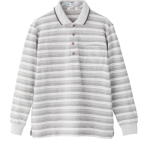 綿混スナップ釦ポロシャツ グレー M/L