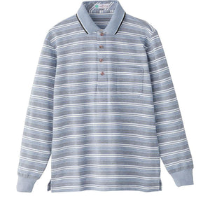 綿混スナップ釦ポロシャツ ネイビー M/L