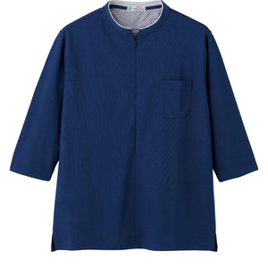 カノコロングファスナー7分袖Tシャツ ネイビー M/L