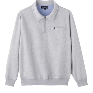 ハーフジップポロ衿トレーナー グレー M/L