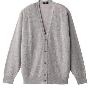 国産麻混ニットカーディガン グレー M/L/LL