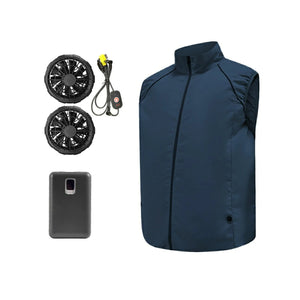 ファン付きベスト 空調ベスト 作業服 冷却ベスト 熱中症対策 扇風機ベスト 空調作業服 夏用ベスト 軽量ベスト バッテリー式 涼しいウェア 屋外作業 工事現場 倉庫作業 アウトドア キャンプ フェス スポーツ観戦 自転車 通勤 通学 速乾メッシュ メンズ レディース 男女兼用 洗濯可能 省エネ クーラー代わり 長時間使用 涼感アイテム 夏用グッズ ネイビー L/XL/2XL