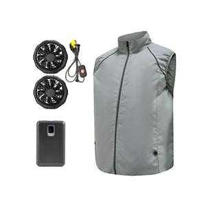 ファン付きベスト 空調ベスト 作業服 冷却ベスト 熱中症対策 扇風機ベスト 空調作業服 夏用ベスト 軽量ベスト バッテリー式 涼しいウェア 屋外作業 工事現場 倉庫作業 アウトドア キャンプ フェス スポーツ観戦 自転車 通勤 通学 速乾メッシュ メンズ レディース 男女兼用 洗濯可能 省エネ クーラー代わり 長時間使用 涼感アイテム 夏用グッズ グレー /XL/2XL