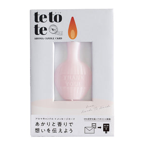 tetote「THANK YOU」 (ピンク)アロマキャンドル付きメッセージカード サクラの香り