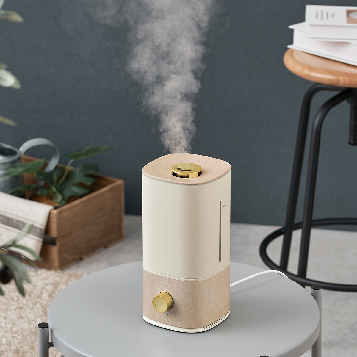 上部給水超音波式コンパクト加湿器-Premium WOOD- ホワイトウッド