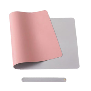 フェイクレザーデスクマット80×40㎝ピンク+銀 D8040P1