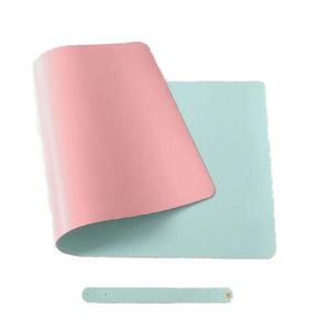 フェイクレザーデスクマット80×40㎝ピンク+ミント D8040P1