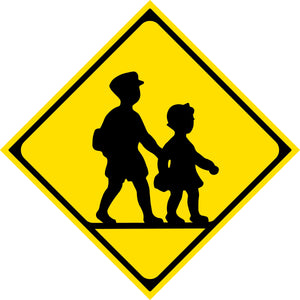 警戒標識 E208 学校、幼稚園、保育所等あり エコボード400角