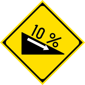 警戒標識 E212-4 下り急勾配あり エコボード400角