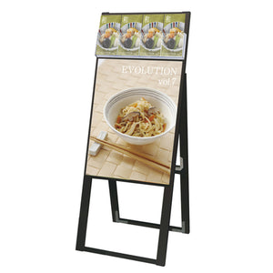 ブラックパンフレットケーススタンド看板 片面 ポスター下 A2 BPCSKD-A2K