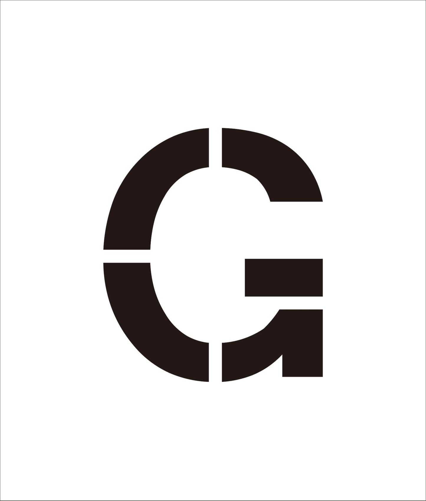 吹付けプレート ステンシル 文字高200 アルファベット G