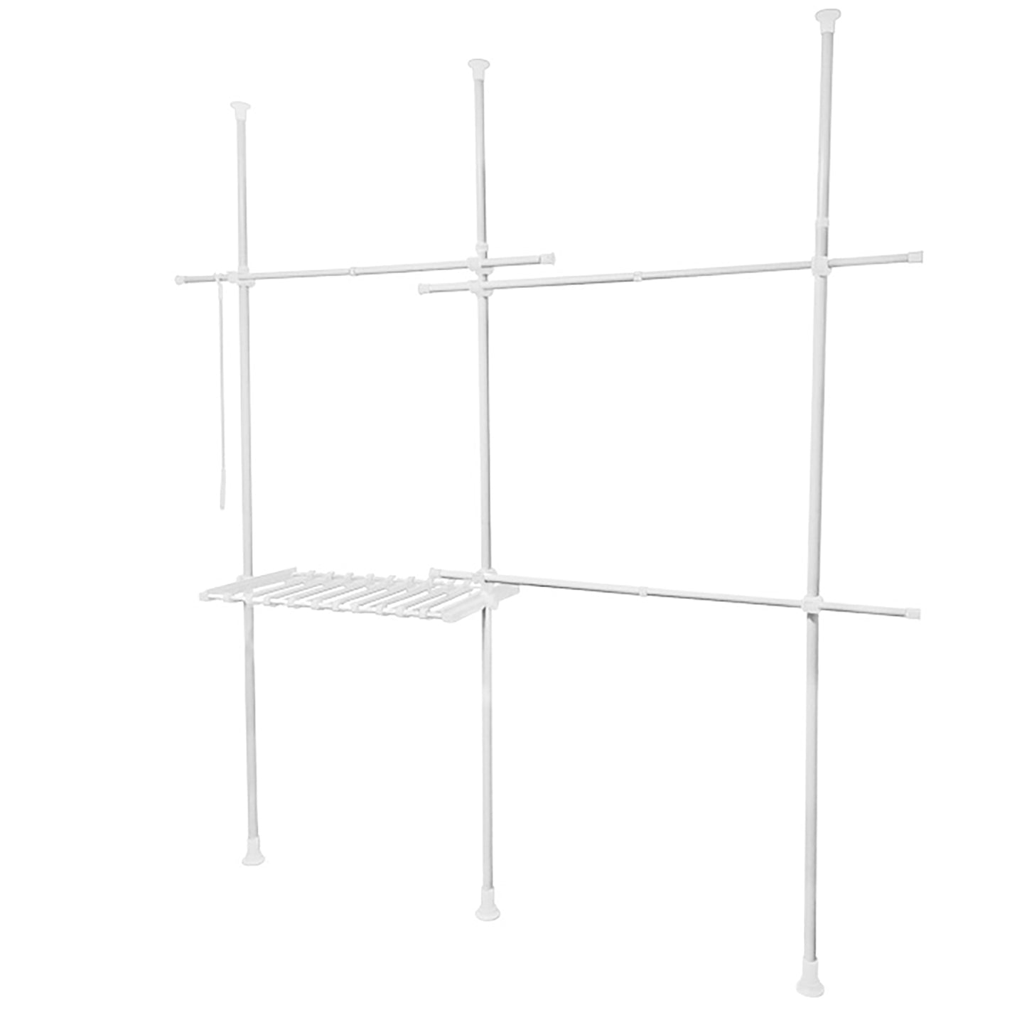 突っ張り棒 ハンガーラック 2段 最大約75着収納 幅高さ調節可 省スペース W
