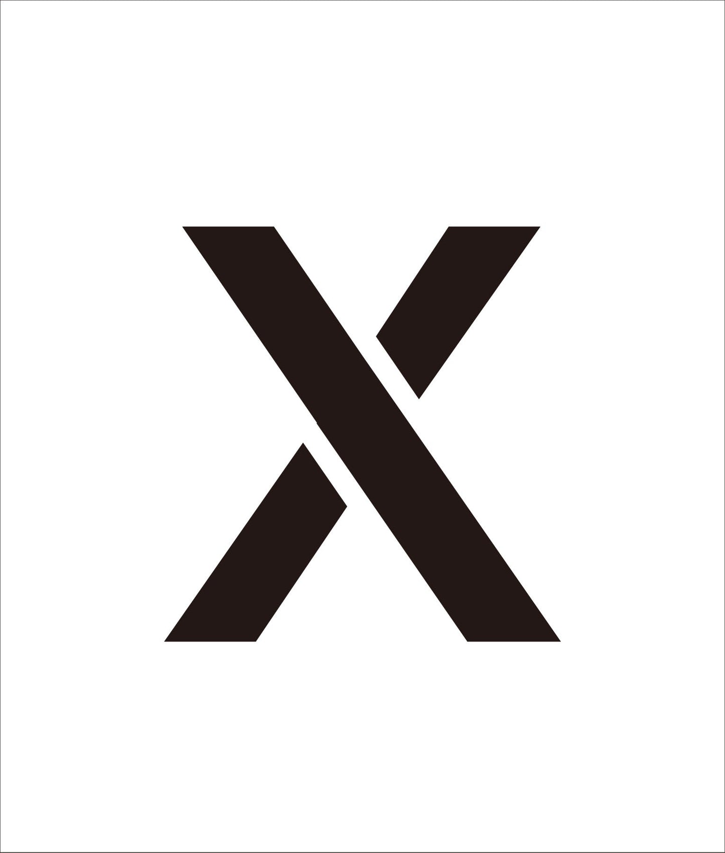 吹付けプレート ステンシル 文字高100 アルファベット X