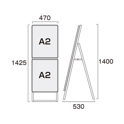 ポスターグリップスタンド看板コンビ　屋外用　Ａ２Ａ２片面　シルバー　ＰＧＳＫＣ－Ａ２Ａ２ＫＳ－Ｇ