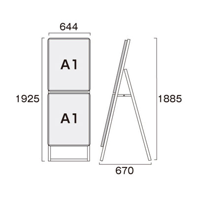 ポスターグリップスタンド看板コンビ　屋外用　Ａ１Ａ１片面　ブラック　ＰＧＳＫＣ－Ａ１Ａ１ＫＢ－Ｇ
