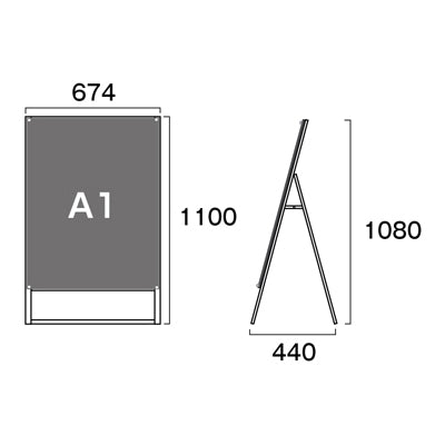 ポスター用スタンド看板マグネジ　Ａ１　片面　ブラック　ＰＳＳＫＭＮ－Ａ１ＫＢ