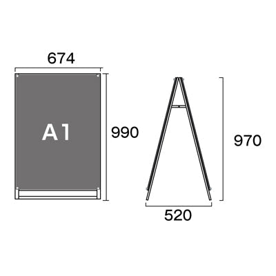 ポスター用スタンド看板マグネジ　Ａ１　ロー　両面　ホワイト　ＰＳＳＫＭＮ－Ａ１ＬＲＷ