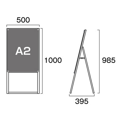 ポスター用スタンド看板マグネジ　Ａ２　片面　ブラック　ＰＳＳＫＭＮ－Ａ２ＫＢ