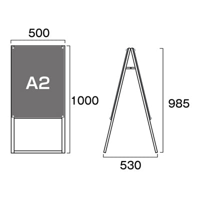 ブラックポスター用スタンド看板マグネジ　Ａ２　両面　ブラック　ＢＰＳＳＫＭＮ－Ａ２ＲＢ