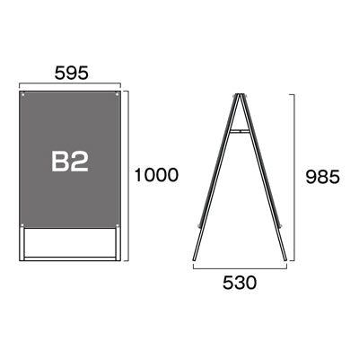 ブラックポスター用スタンド看板マグネジ　Ｂ２　両面　ブラック　ＢＰＳＳＫＭＮ－Ｂ２ＲＢ