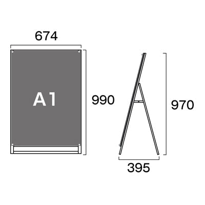 ポスター用スタンド看板　Ａ１　ロー　片面　面ブラック　ＰＳＳＫ－Ａ１ＬＫＢ