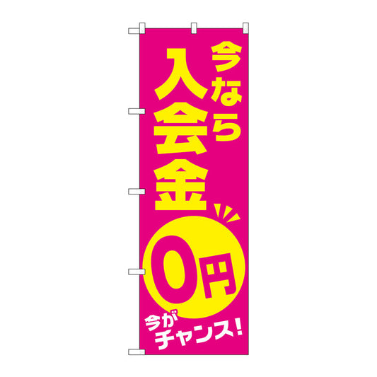 のぼり旗　今なら入会金０円　Ｎｏ．ＧＮＢ－２１２９　Ｗ６００×Ｈ１８００