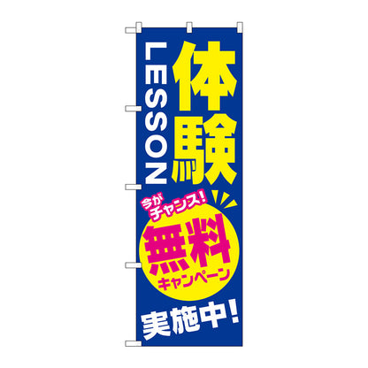 のぼり旗　体験ＬＥＳＳＯＮ　無料キャンペ　Ｎｏ．ＧＮＢ－２１３１　Ｗ６００×Ｈ１８００