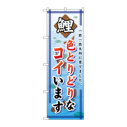 のぼり旗　色とりどりなコイいます　Ｎｏ．ＧＮＢ－５９０　Ｗ６００×Ｈ１８００