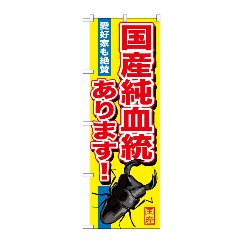 のぼり旗　国産純血統あります　Ｎｏ．ＧＮＢ－６０５　Ｗ６００×Ｈ１８００
