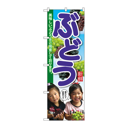 のぼり旗　ぶどう　子供写真　Ｎｏ．ＳＮＢ－２２０１　Ｗ６００×Ｈ１８００