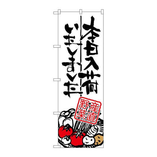 のぼり旗　本日入荷　産直野　Ｎｏ．ＳＮＢ－９８６　Ｗ６００×Ｈ１８００