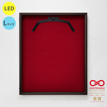 ＬＥＤユニフォームケース　Ｌサイズ　（フレーム：オーク　布：赤別珍）　ＵＶアクリル