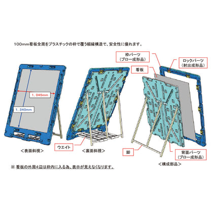 ブロー製看板枠　Ｈ１４００×Ｗ１１００もたせ付
