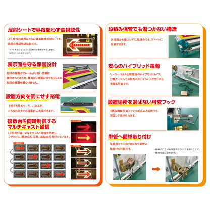アロースリー（ソーラー式ＬＥＤ矢印板）８３０ｍｍ×４５０ｍｍ