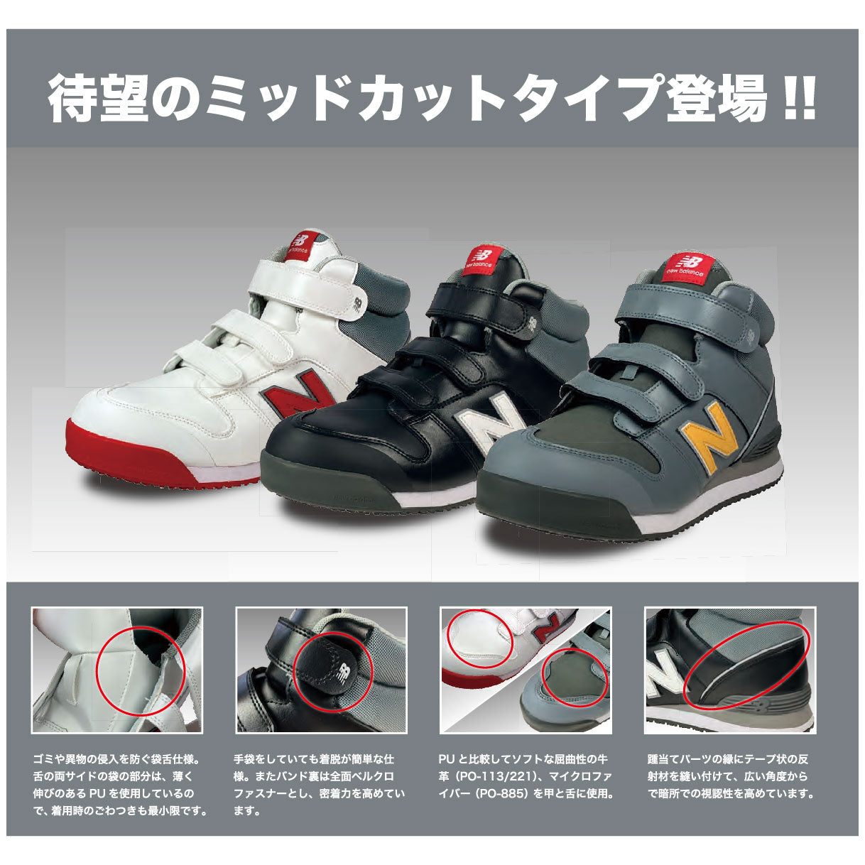 ニューバランス　プロスニーカー　ホワイト　Portsmouth　PO-113　22.5～30.0cm