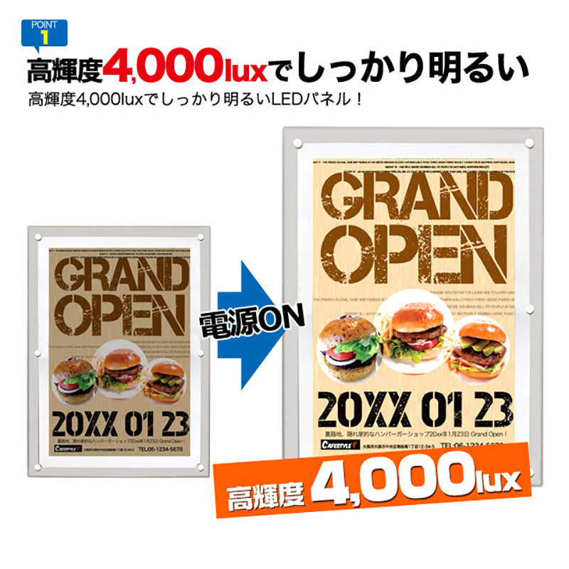 【５台セット】　アクリルフレームＬＥＤパネル　Ａ２