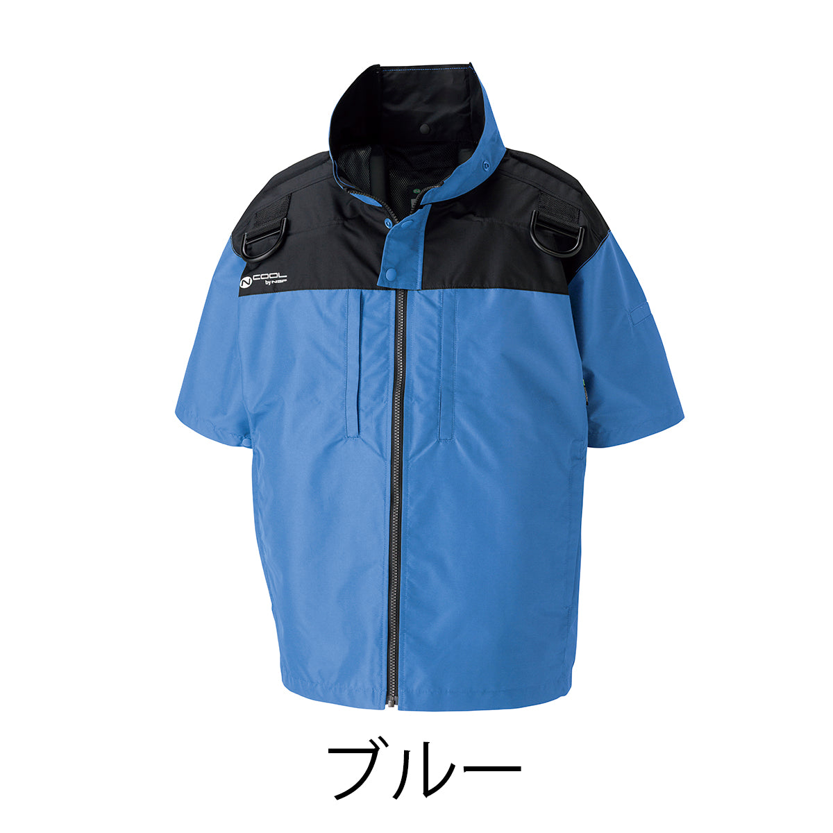 Nクールウェア　脇ファン　半袖　フルハーネス　チタン　S～5L　シルバー/ハンターグリーン/ブルー/ネイビー