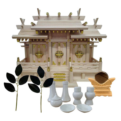 神棚・屋根違い三社（小）セット
