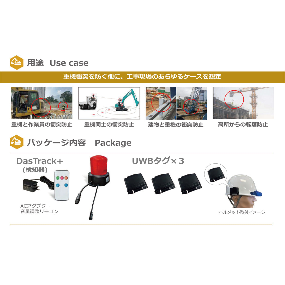 重機衝突防止システム　ダストラックプラス