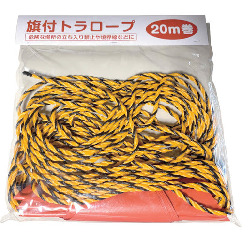 Ｆ＆Ｒ標識ロープ　６ｍｍＸ２０Ｍ　赤旗２Ｍピッチ