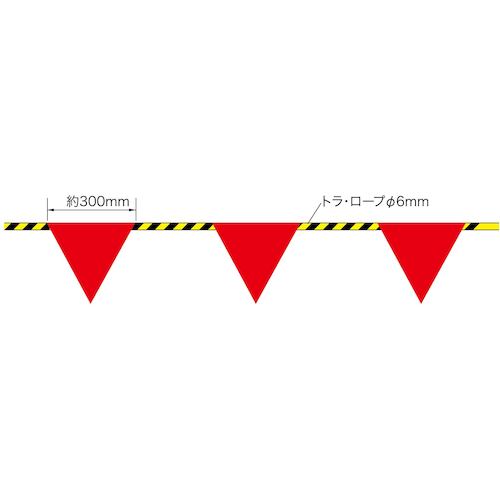 Ｆ＆Ｒ標識ロープ　６ｍｍＸ２００Ｍ　赤旗３Ｍピッチ