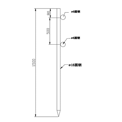 メッキロープスティックΦ１６×Ｌ１５００　２段式